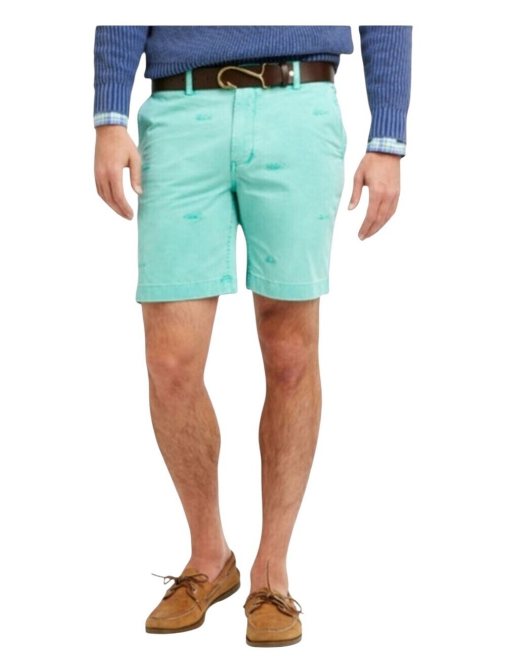 Vineyard Vines Mens Green Saltwash Embroidered Fish Island Chino Shorts 34